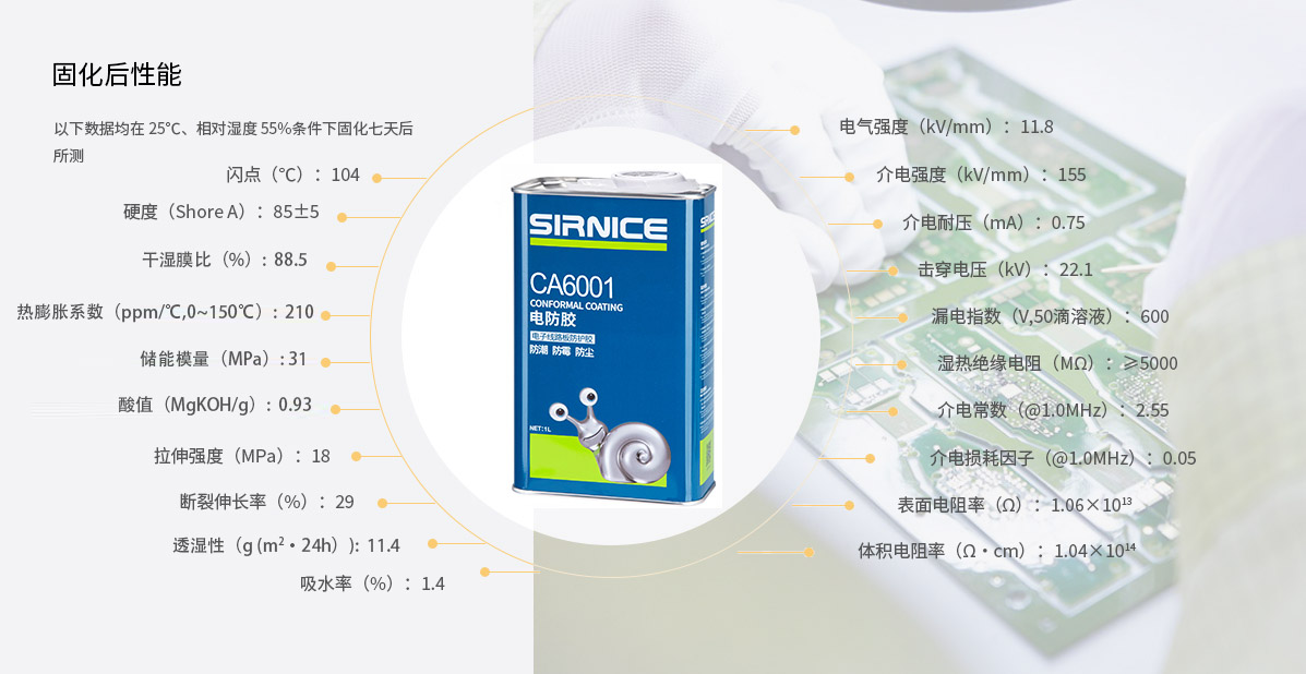 聚氨酯电防胶CA6001固化后性能参数