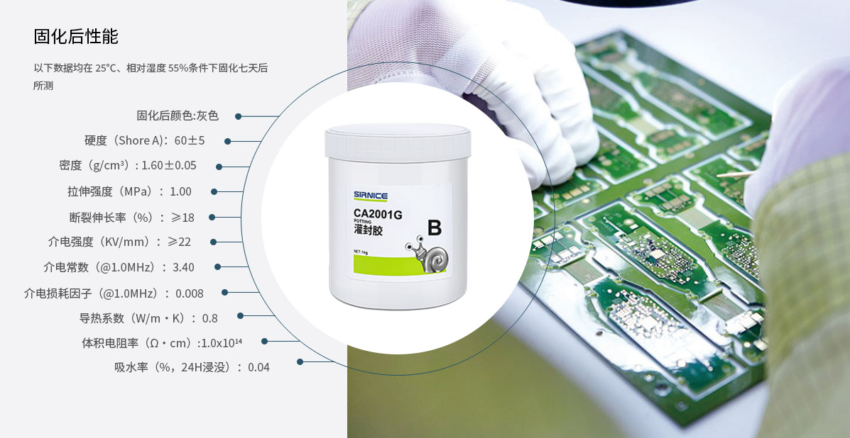 有机硅灌封胶灌封胶CA2001固化后性能参数
